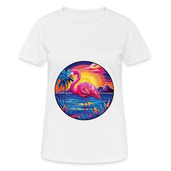 Flamingo Colorful Watercolor Cartoon Kawaii Animal - Women's Breathable T-Shirt - white - Front - AI Model Female 172 dark (172cm)