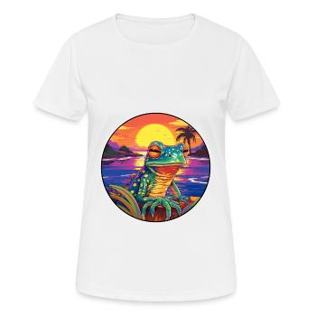grenouille coloré aquarelle dessin animé Kawaii Animal - T-shirt respirant Femme - blanc - Devant - AI Model Female 172 dark (172cm)