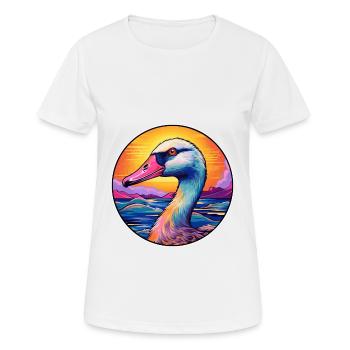 oie coloré aquarelle dessin animé Kawaii Animal - T-shirt respirant Femme - blanc - Devant - AI Model Female 172 dark (172cm)
