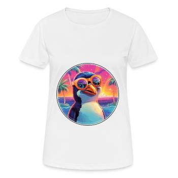 Penguin Colorful Watercolor Cartoon Kawaii Animal - Women's Breathable T-Shirt - white - Front - AI Model Female 172 dark (172cm)