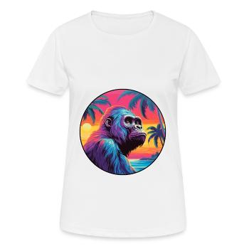 Gorilla Colorful Watercolor Cartoon Kawaii Animal - Women's Breathable T-Shirt - white - Front - AI Model Female 172 dark (172cm)
