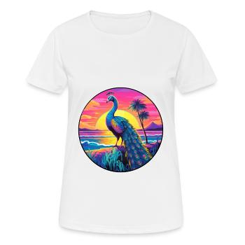 Pfau Buntes Aquarell Cartoon Kawaii Tier - Frauen T-Shirt atmungsaktiv - Weiß - Vorne - AI Model Female 172 dark (172cm)
