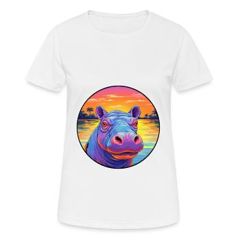 Hippo Colorful Watercolor Cartoon Kawaii Animal - Women's Breathable T-Shirt - white - Front - AI Model Female 172 dark (172cm)