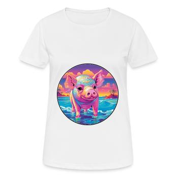 Cochon Aquarelle Colorée Dessin Animé Kawaii Animal - T-shirt respirant Femme - blanc - Devant - AI Model Female 172 dark (172cm)