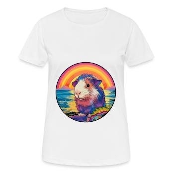 Guinea Pig Colorful Watercolor Cartoon Kawaii Pet - Women's Breathable T-Shirt - white - Front - AI Model Female 172 dark (172cm)
