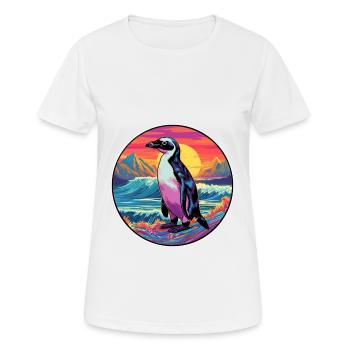 Penguin Colorful Watercolor Cartoon Kawaii Animal - Women's Breathable T-Shirt - white - Front - AI Model Female 172 dark (172cm)