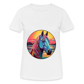 Pferd buntes Aquarell Karikatur Kawaii Tier - Frauen T-Shirt atmungsaktiv - Weiß - Vorne - AI Model Female 172 dark (172cm)