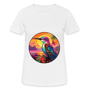 colibri coloré aquarelle dessin animé Kawaii animal de compagnie - T-shirt respirant Femme - blanc - Devant - AI Model Female 172 dark (172cm)