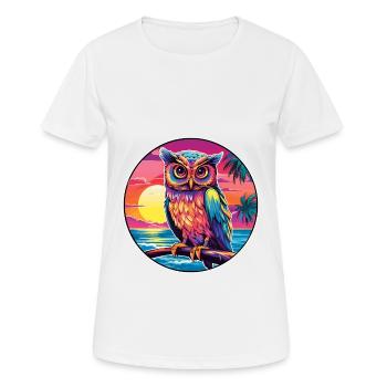 Owl Colorful Watercolor Cartoon Kawaii Animal - Women's Breathable T-Shirt - white - Front - AI Model Female 172 dark (172cm)