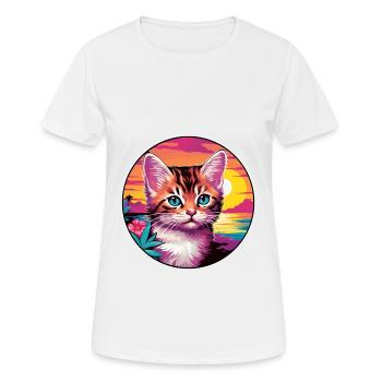Chaton coloré aquarelle dessin animé kawaii animal - T-shirt respirant Femme - blanc - Devant - AI Model Female 172 dark (172cm)