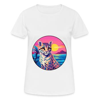 Ocelot coloré aquarelle dessin animé Kawaii Animal - T-shirt respirant Femme - blanc - Devant - AI Model Female 172 dark (172cm)