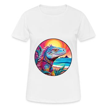Iguana Colorful Watercolor Cartoon Kawaii Animal - Women's Breathable T-Shirt - white - Front - AI Model Female 172 dark (172cm)