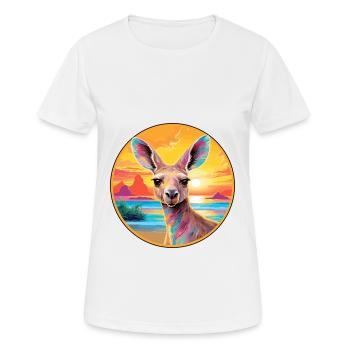 Kangaroo Colorful Watercolor Cartoon Kawaii Animal - Women's Breathable T-Shirt - white - Front - AI Model Female 172 dark (172cm)