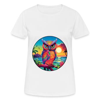 Owl Colorful Watercolor Cartoon Kawaii Animal - Women's Breathable T-Shirt - white - Front - AI Model Female 172 dark (172cm)