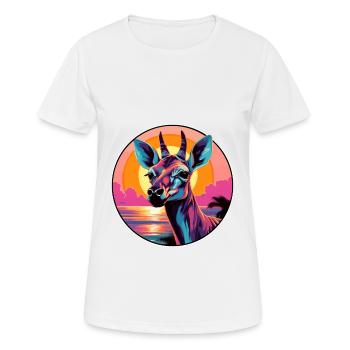 Okapi Colorful Watercolor Cartoon Kawaii Animal - Women's Breathable T-Shirt - white - Front - AI Model Female 172 dark (172cm)