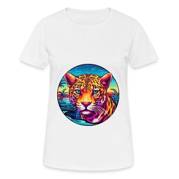 Jaguar coloré aquarelle dessin animé Kawaii Animal - T-shirt respirant Femme - blanc - Devant - AI Model Female 172 dark (172cm)