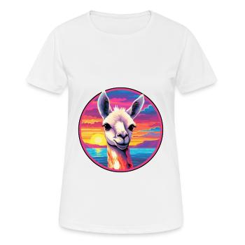 Llama Colorful Watercolor Cartoon Kawaii Animal - Women's Breathable T-Shirt - white - Front - AI Model Female 172 dark (172cm)