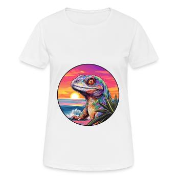 Eidechse Buntes Aquarell Cartoon Kawaii Tier - Frauen T-Shirt atmungsaktiv - Weiß - Vorne - AI Model Female 172 dark (172cm)