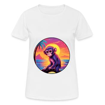 Monkey Colorful Watercolor Cartoon Kawaii Animal - Women's Breathable T-Shirt - white - Front - AI Model Female 172 dark (172cm)
