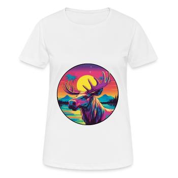 Elch bunte Aquarell-Karikatur Kawaii-Tier - Frauen T-Shirt atmungsaktiv - Weiß - Vorne - AI Model Female 172 dark (172cm)