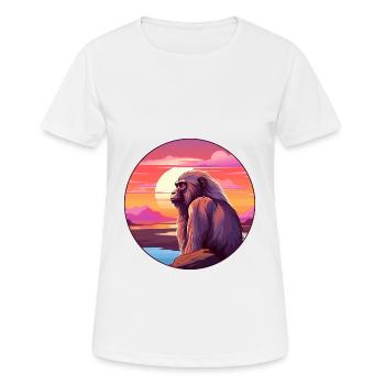 Babouin Aquarelle Colorée Dessin Animé Kawaii Animal - T-shirt respirant Femme - blanc - Devant - AI Model Female 172 dark (172cm)