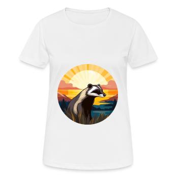 Blaireau Aquarelle Colorée Dessin Animé Kawaii Animal - T-shirt respirant Femme - blanc - Devant - AI Model Female 172 dark (172cm)