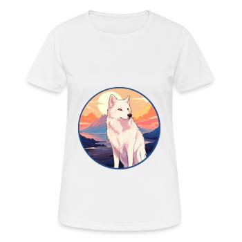 Arctic Wolf Colorful Watercolor Cartoon Kawaii Pet - Women's Breathable T-Shirt - white - Front - AI Model Female 172 dark (172cm)