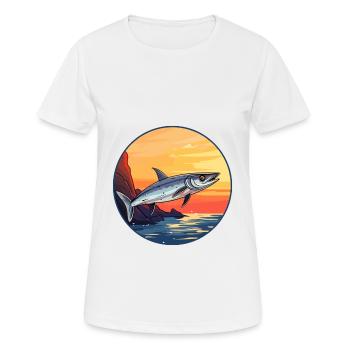 Barracuda Aquarelle Colorée Dessin Animé Kawaii Pet - T-shirt respirant Femme - blanc - Devant - AI Model Female 172 dark (172cm)