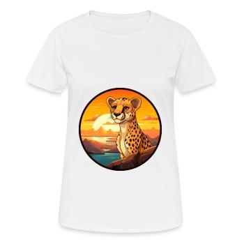 Cheetah Colorful Watercolor Cartoon Kawaii Animal - Women's Breathable T-Shirt - white - Front - AI Model Female 172 dark (172cm)