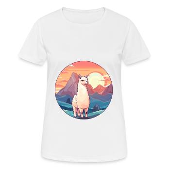Alpaga Aquarelle Colorée Dessin Animé Kawaii Animal - T-shirt respirant Femme - blanc - Devant - AI Model Female 172 dark (172cm)