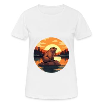 Beaver Colorful Watercolor Cartoon Kawaii Animal - Women's Breathable T-Shirt - white - Front - AI Model Female 172 dark (172cm)