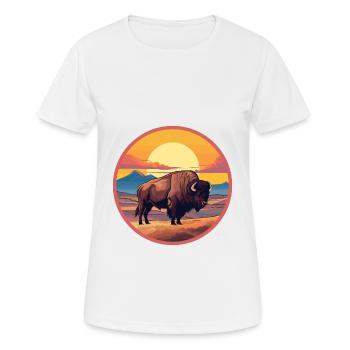 Bison Colorful Watercolor Cartoon Kawaii Animal - Women's Breathable T-Shirt - white - Front - AI Model Female 172 dark (172cm)