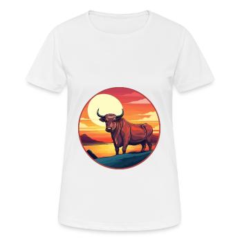 Bull Colorful Watercolor Cartoon Kawaii Animal - Women's Breathable T-Shirt - white - Front - AI Model Female 172 dark (172cm)