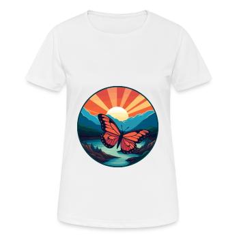 Papillon Aquarelle Colorée Dessin Animé Kawaii Pet - T-shirt respirant Femme - blanc - Devant - AI Model Female 172 dark (172cm)