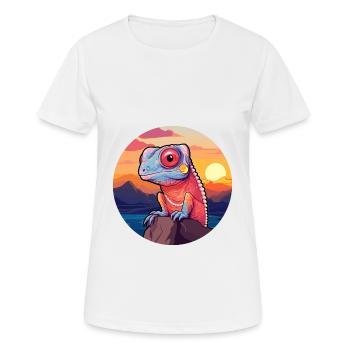 Chameleon Colorful Watercolor Cartoon Kawaii Pet - Women's Breathable T-Shirt - white - Front - AI Model Female 172 dark (172cm)