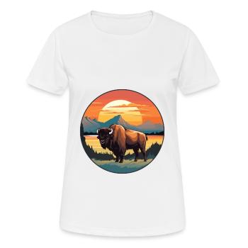 Buffalo Colorful Watercolor Cartoon Kawaii Animal - Women's Breathable T-Shirt - white - Front - AI Model Female 172 dark (172cm)