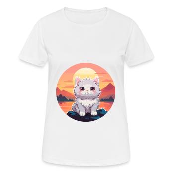 Katze buntes Aquarell Cartoon Kawaii Tier - Frauen T-Shirt atmungsaktiv - Weiß - Vorne - AI Model Female 172 dark (172cm)
