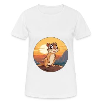 Chipmunk Colorful Watercolor Cartoon Kawaii Animal - Women's Breathable T-Shirt - white - Front - AI Model Female 172 dark (172cm)