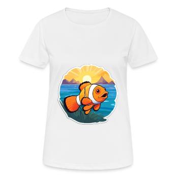 Poisson-clown aquarelle colorée dessin animé kawaii animal de compagnie - T-shirt respirant Femme - blanc - Devant - AI Model Female 172 dark (172cm)