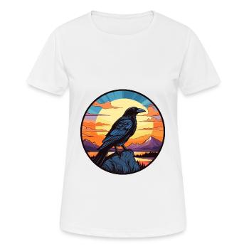 Crow Colorful Watercolor Cartoon Kawaii Animal - Women's Breathable T-Shirt - white - Front - AI Model Female 172 dark (172cm)