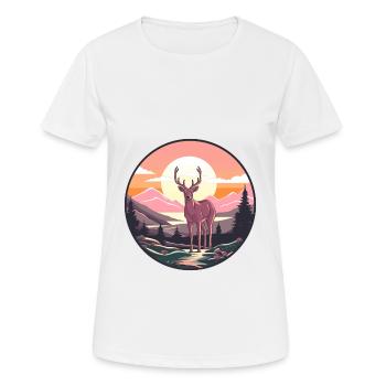 Cerf Aquarelle Colorée Dessin Animé Kawaii Animal - T-shirt respirant Femme - blanc - Devant - AI Model Female 172 dark (172cm)