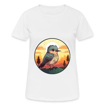 Cuckoo Colorful Watercolor Cartoon Kawaii Animal - Women's Breathable T-Shirt - white - Front - AI Model Female 172 dark (172cm)