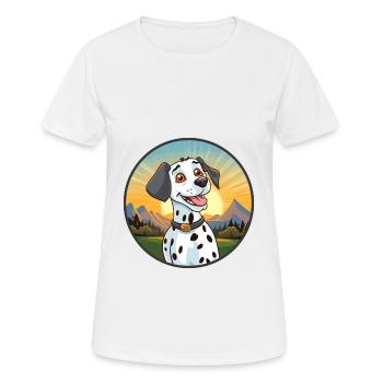 Dalmatinischer Hund Bunte Aquarell-Karikatur Kawaii - Frauen T-Shirt atmungsaktiv - Weiß - Vorne - AI Model Female 172 dark (172cm)