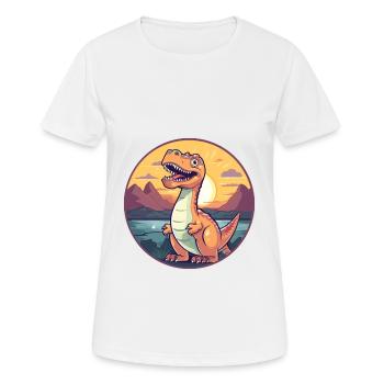 Dinosaurier buntes Aquarell Cartoon Kawaii Tier - Frauen T-Shirt atmungsaktiv - Weiß - Vorne - AI Model Female 172 dark (172cm)