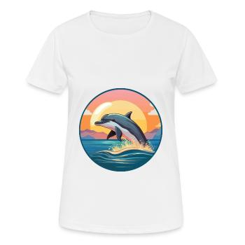 Delfin buntes Aquarell Cartoon Kawaii Tier - Frauen T-Shirt atmungsaktiv - Weiß - Vorne - AI Model Female 172 dark (172cm)