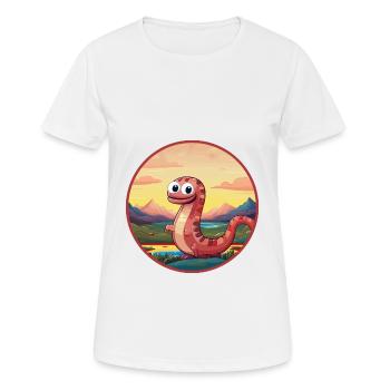 Ver de terre coloré aquarelle dessin animé kawaii animal de compagnie - T-shirt respirant Femme - blanc - Devant - AI Model Female 172 dark (172cm)