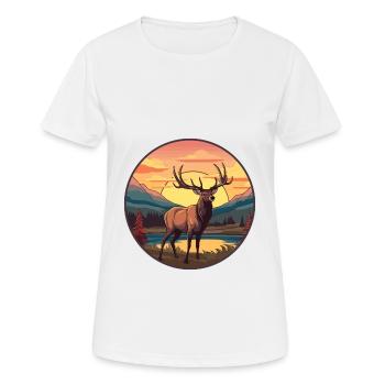 Elk Colorful Watercolor Cartoon Kawaii Animal - Women's Breathable T-Shirt - white - Front - AI Model Female 172 dark (172cm)