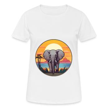 Elephant Colorful Watercolor Cartoon Kawaii Animal - Women's Breathable T-Shirt - white - Front - AI Model Female 172 dark (172cm)