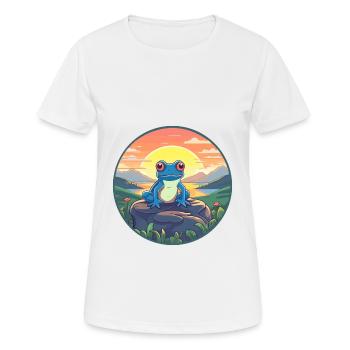 Frosch buntes Aquarell Cartoon Kawaii Tier - Frauen T-Shirt atmungsaktiv - Weiß - Vorne - AI Model Female 172 dark (172cm)