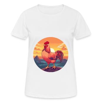 Chicken Colorful Watercolor Cartoon Kawaii Animal - Women's Breathable T-Shirt - white - Front - AI Model Female 172 dark (172cm)